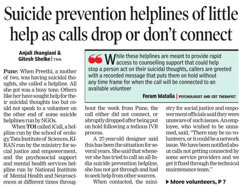 Suicide Prevention Helplines Of Little Help As Calls Drop Or Don’t Connect